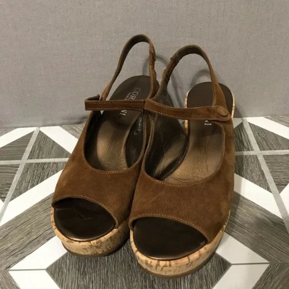 Cordani Cinnamon Made In Italy Suede Open Toe Wedges Sz-8 - Picture 3 of 9